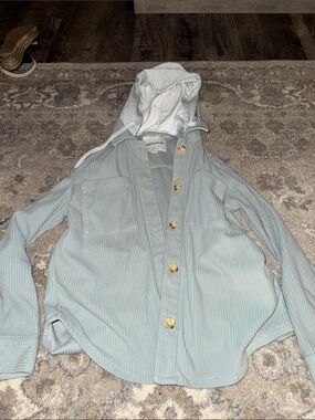 Wallflower Light Sage Green Hooded Button-Up Jacket